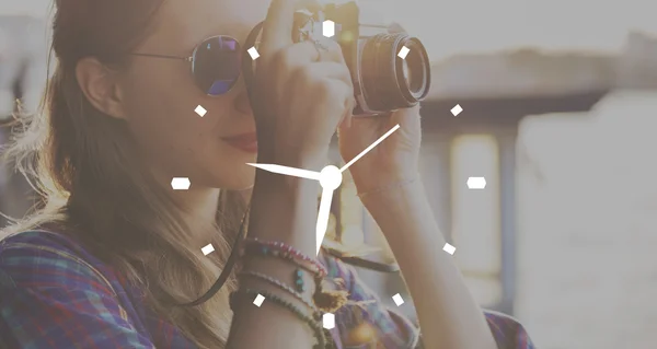 Woman making photos — Stock Photo, Image