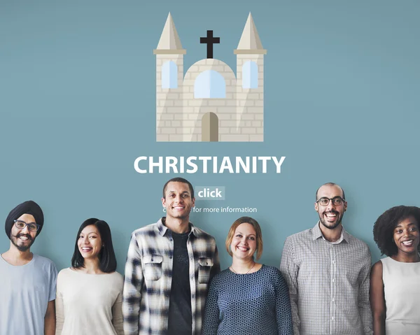 Różnorodność ludzi z chrześcijaństwem — Zdjęcie stockowe