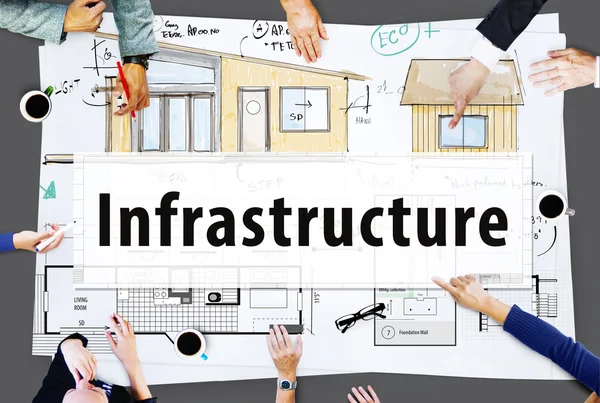 Blauwdruk met infrastructuur Concept — Stockfoto