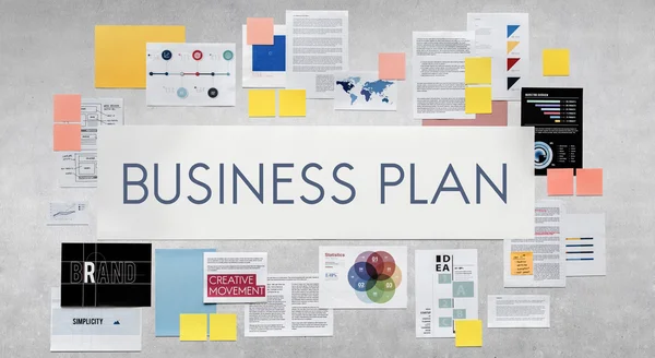 Business plan on wall — Stock Photo, Image