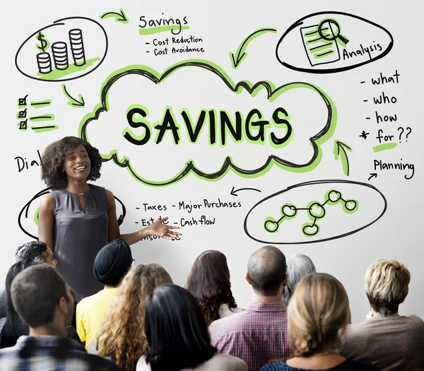 Seminarteilnehmer mit Ersparnissen — Stockfoto