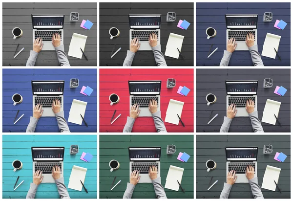 노트북으로 일하는 사람 — 스톡 사진