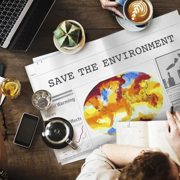 Tableau avec affiche avec Save the Environment — Photo