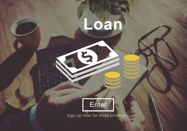 Uomo che lavora con Loan Concept — Foto Stock