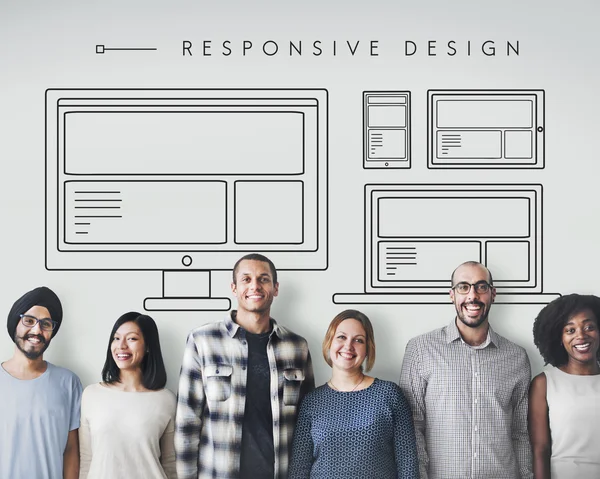 Diversity people with responsive design — Stock Photo, Image