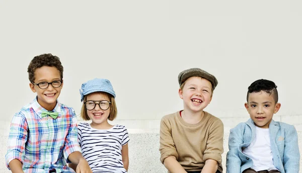 Funny kids playing outdoors — Stock Photo, Image