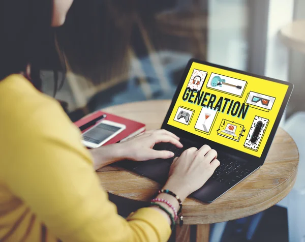 Woman using Laptop in office — Stock Photo, Image