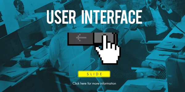Personas que trabajan y concepto de interfaz de usuario —  Fotos de Stock