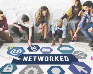 Kattaki insanlar çizim afiş 