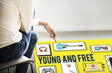 Poster genç ve ücretsiz kavramı ile