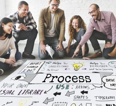 Poster ve işlem çalışma tasarımcılar