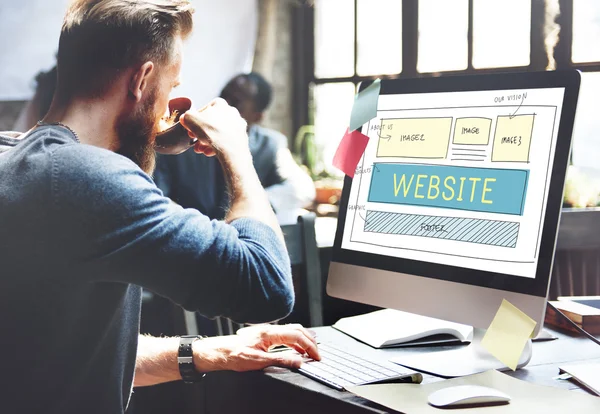 Man working with computer — Stock Photo, Image