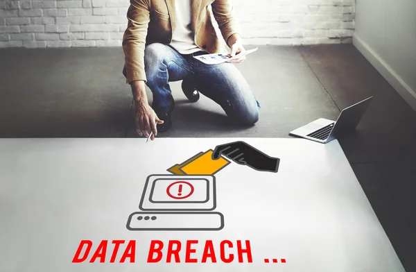 Businessman working with Data Breach — Stock Photo, Image