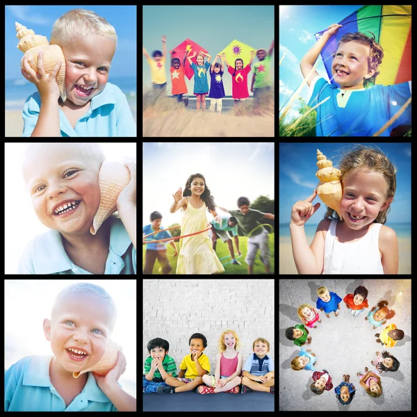 Collage collectie verschillende kinderen — Stockfoto