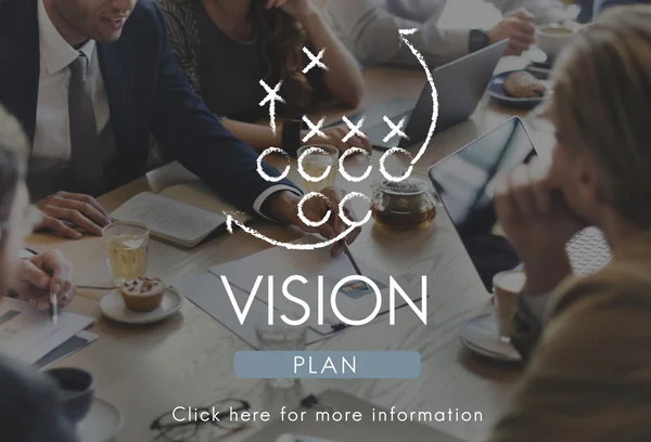 Mensen uit het bedrijfsleven over de bijeenkomst met visie Concept — Stockfoto