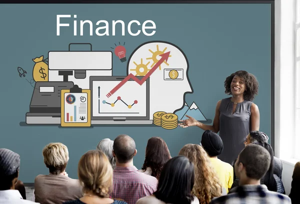 People at seminar with Finance — Stock Photo, Image