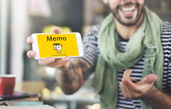 Phone with text memo — Stock Photo, Image