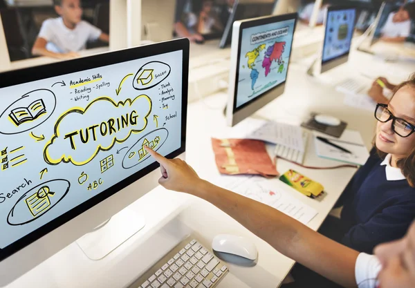 Pupils in computer classroom — Stock Photo, Image