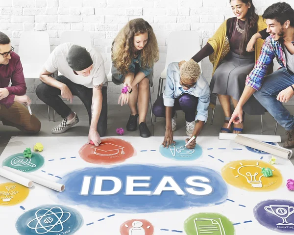 People drawing banner on floor — Stock Photo, Image