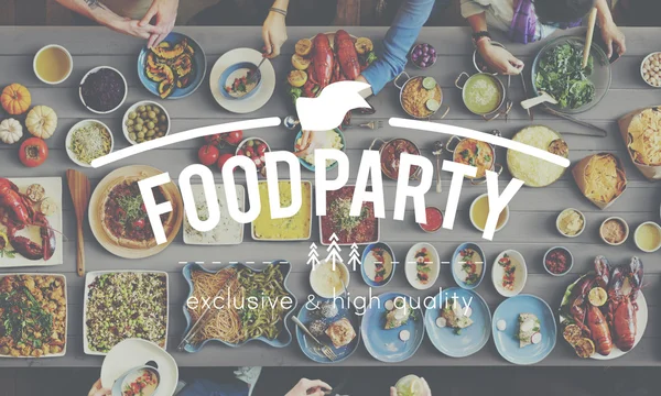 Table with food and Food Party Concept — Stock Photo, Image