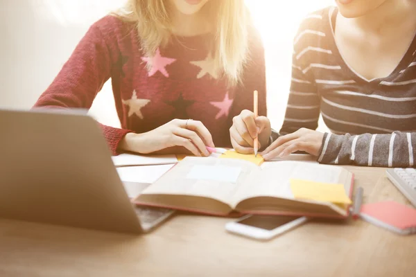 Mädchen lernen mit Laptop — Stockfoto