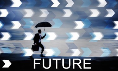 şemsiye ile koşan adam