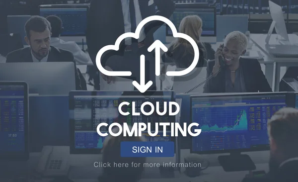 Berufstätige Geschäftsleute und Cloud Computing — Stockfoto