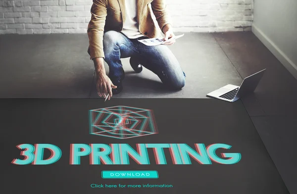 Zakenman die werken met 3d printen — Stockfoto
