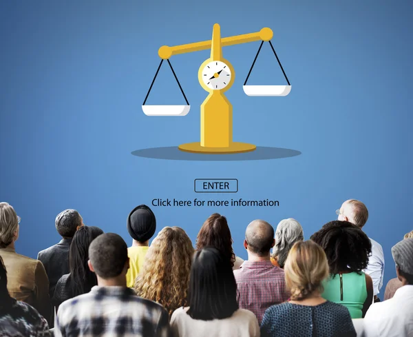 People at seminar with regulations — Stock Photo, Image