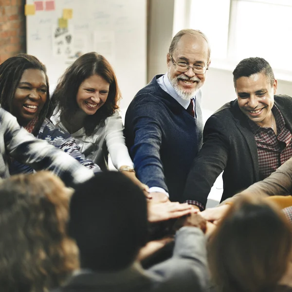 Cheerful Team Join Hands — Stock Photo, Image