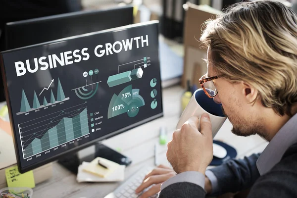 Businessman working with computer in office — Stock Photo, Image