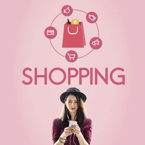 Nakupování Online Shopaholics E-Commerce nákupní E koncept — Stock fotografie