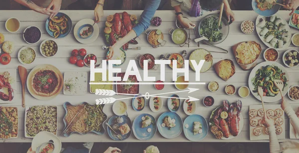 Table with food and Healthy Concept — Stock Photo, Image