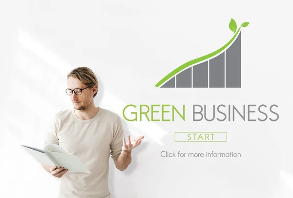 Affärsman med Green Business — Stockfoto