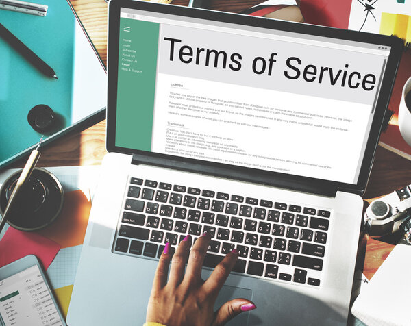 text Terms of Service on screen 