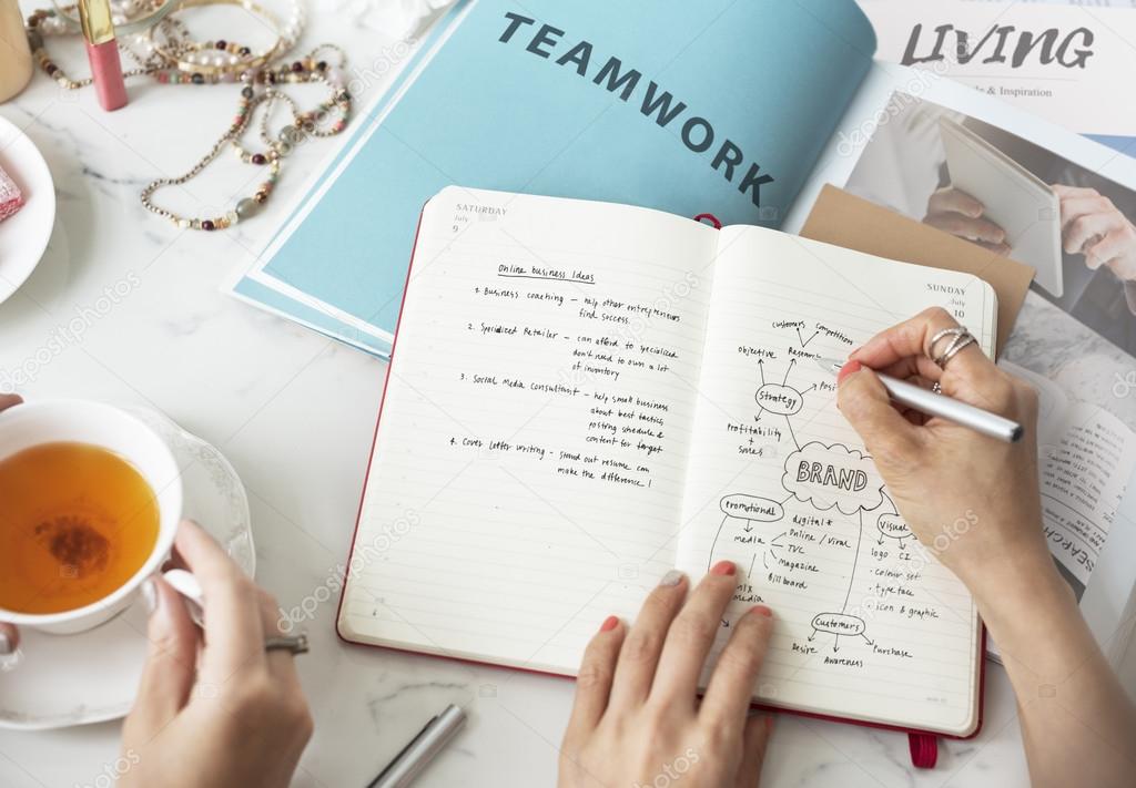Woman writing notes, Creative Concept