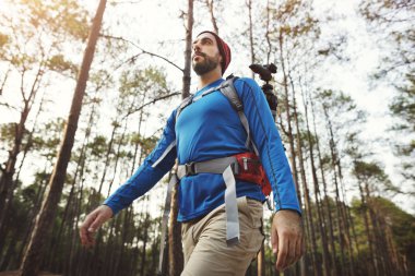 adam ormanda yürüyüş  