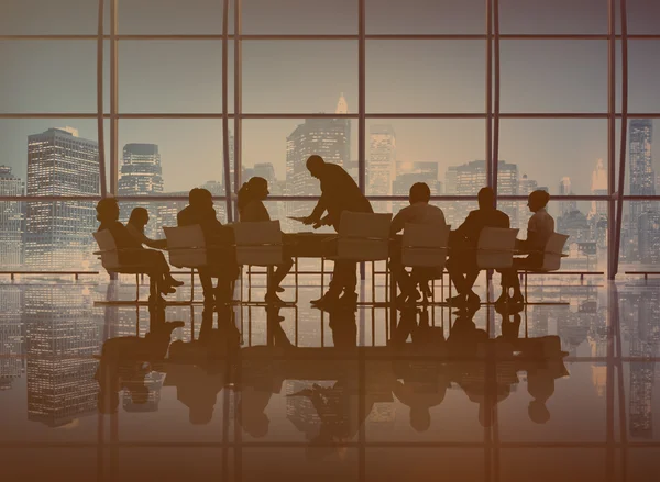 Business People silhouettes at Corporate Meeting — Stock Photo, Image