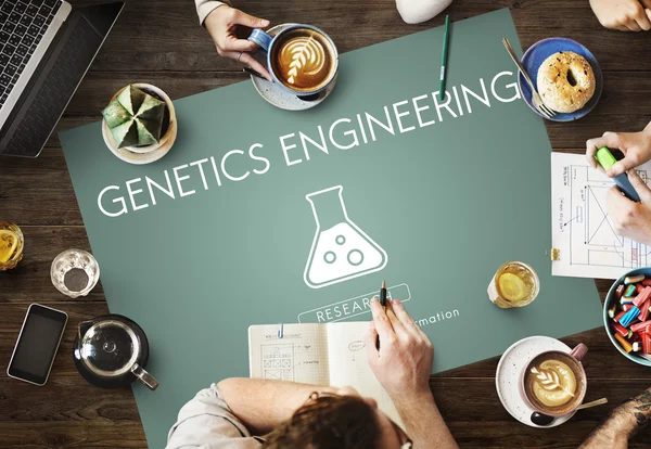 Mesa con póster con concepto de Ingeniería Genética —  Fotos de Stock