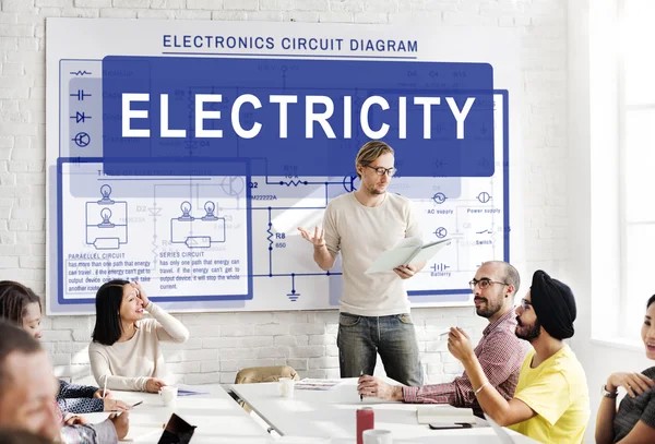 Reunión de negocios con electricidad — Foto de Stock