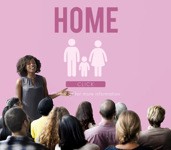 People at seminar with Home — Stock Photo, Image