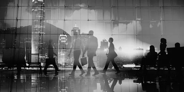 Silhouettes of business people — Stock Photo, Image