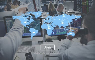 çalışma iş adamları ve global harita