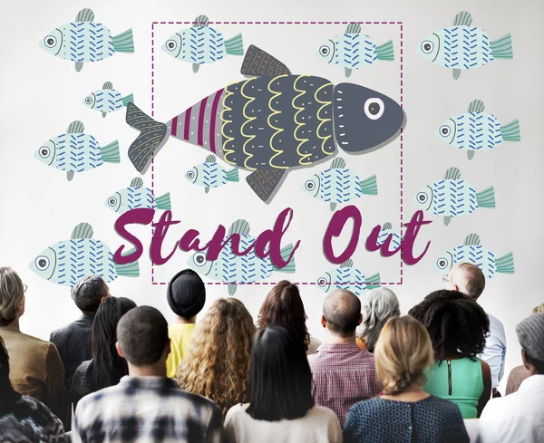 Persone al seminario con Stand Out — Foto Stock