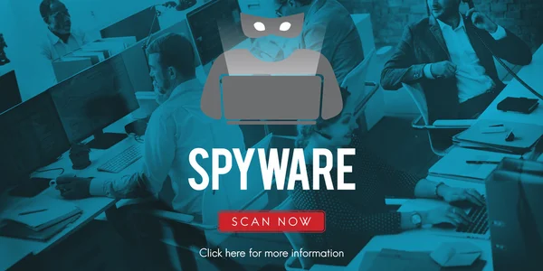 Personnes travaillant et Spyware Concept — Photo