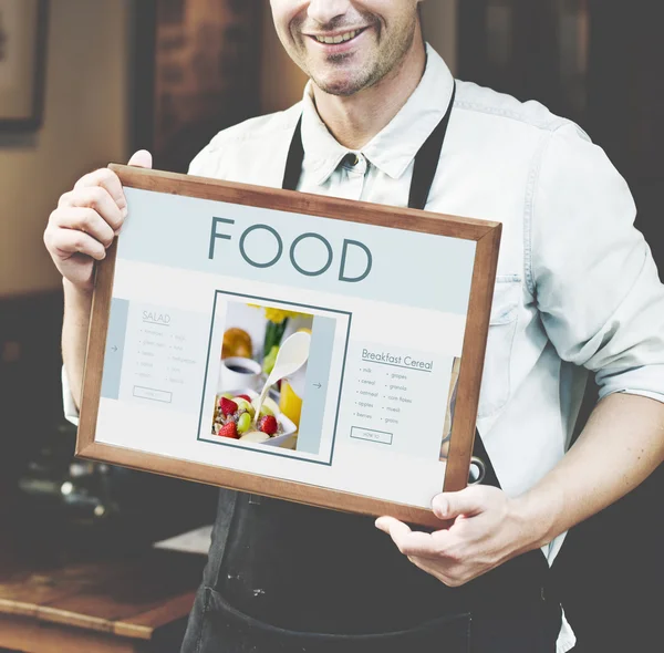 Barista holding kurulu metin ile