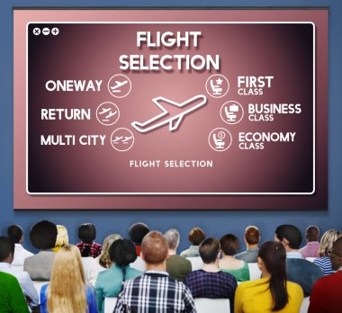 People at seminar and Flight Information Concept clipart