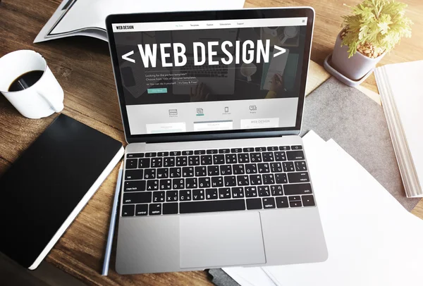 Web design a képernyő laptop — Stock Fotó