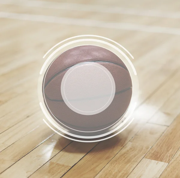 Basketball on wooden floor — Stock Photo, Image