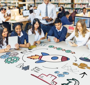 öğretmen ile öğrenci grubu